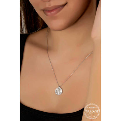Collier rond en argent avec cristaux Swarovski pour femme