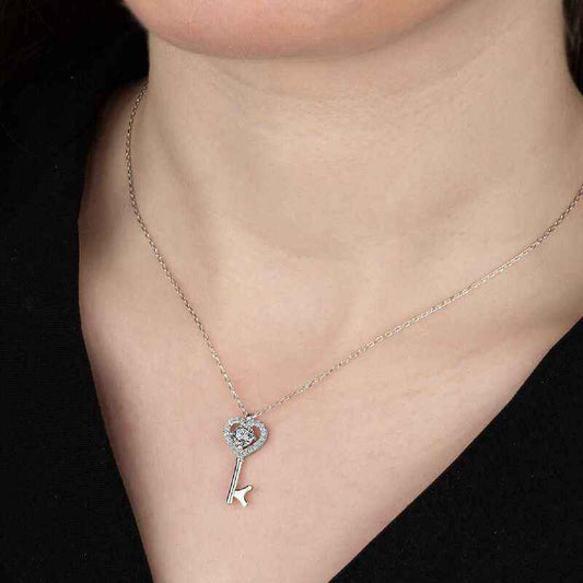 Swarovski Stone Key Women's Silver Necklace
