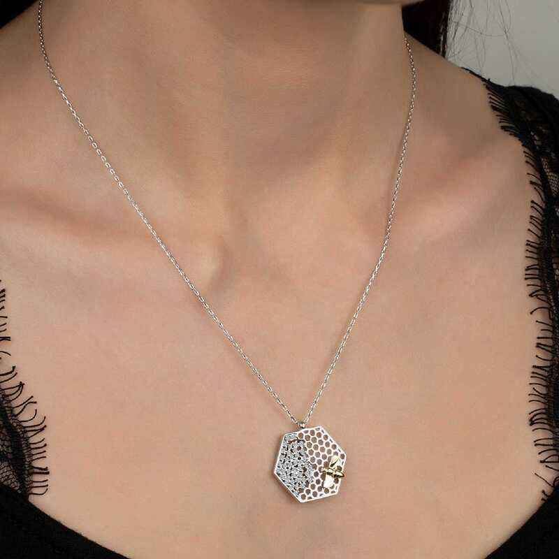 Swarovski Stone Bee Women's Silver Necklace