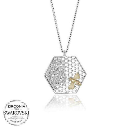 Swarovski Stone Bee Women's Silver Necklace