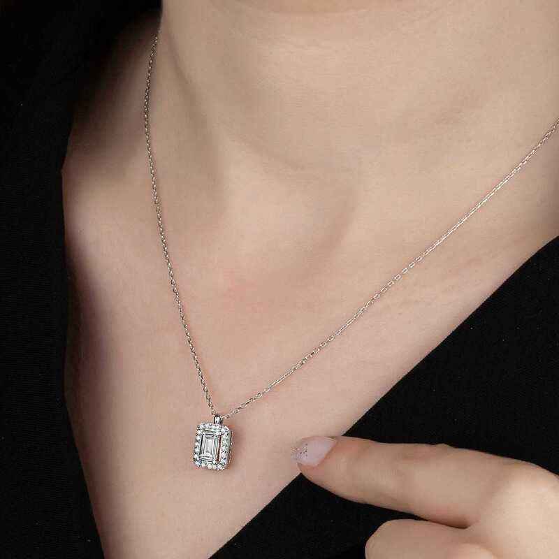 Swarovski Stone Baguette Women's Silver Necklace