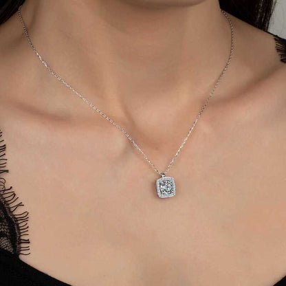 Collier en argent pour femme avec solitaire baguette Swarovski Stone