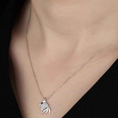 Swarovski Stone Fish Women's Silver Necklace