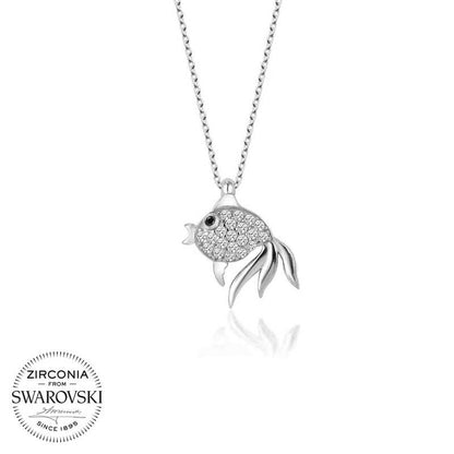 Collier en argent pour femme Swarovski Stone Fish