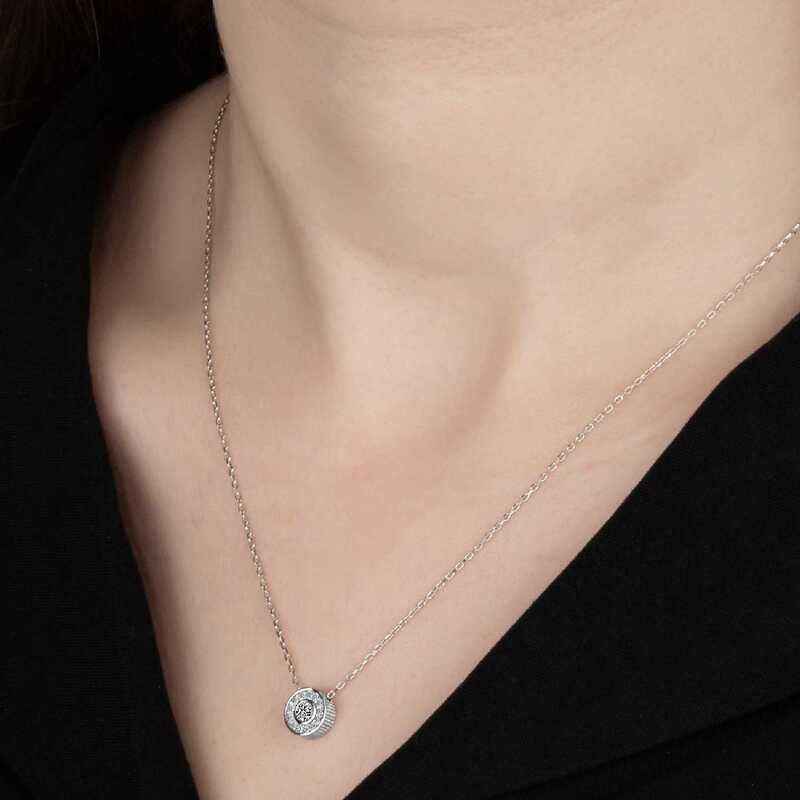 Swarovski Stone Circle Solitaire Women's Silver Necklace