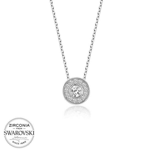 Collier en argent pour femme avec solitaire Swarovski Stone Circle