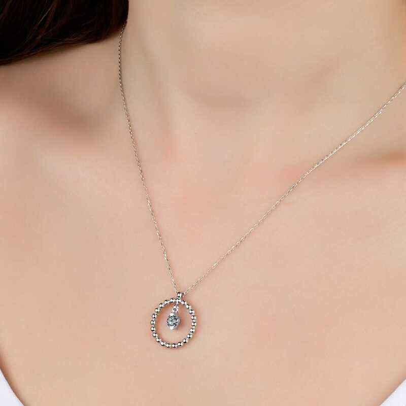 Swarovski Stone Circle Solitaire Women's Silver Necklace