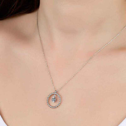 Swarovski Stone Circle Solitaire Women's Silver Necklace