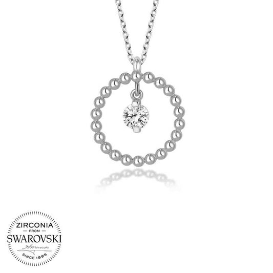 Collier en argent pour femme avec solitaire Swarovski Stone Circle