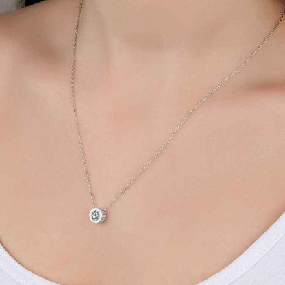 Swarovski Stone Circle Solitaire Women's Silver Necklace