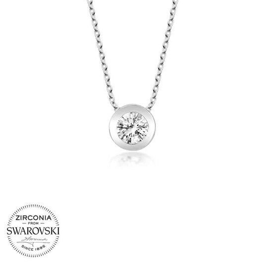 Collier en argent pour femme avec solitaire Swarovski Stone Circle