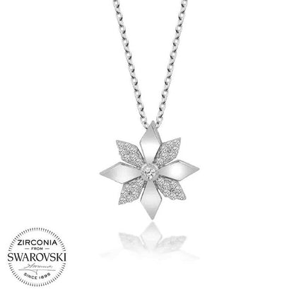 Collier en argent pour femme avec fleur en pierre Swarovski