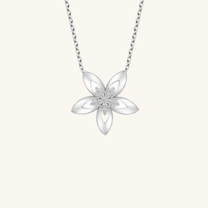 Crystal Stone Flower Women's Silver Necklace