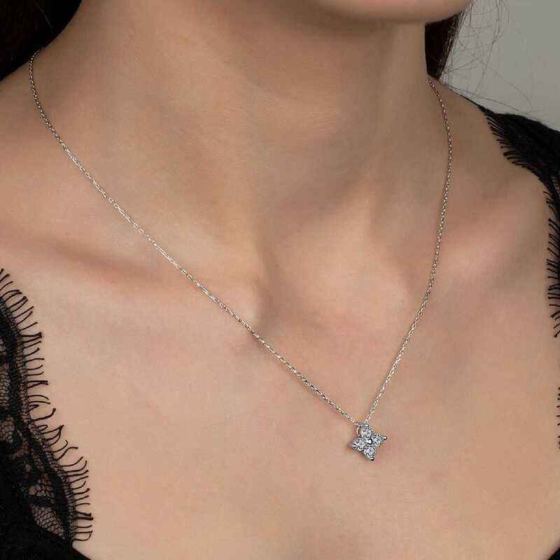 Swarovski Stone Flower Women's Silver Necklace