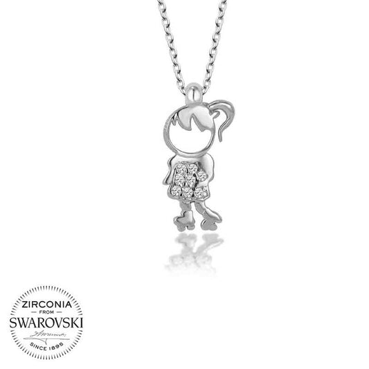 Collier pour fille en argent avec pierres Swarovski