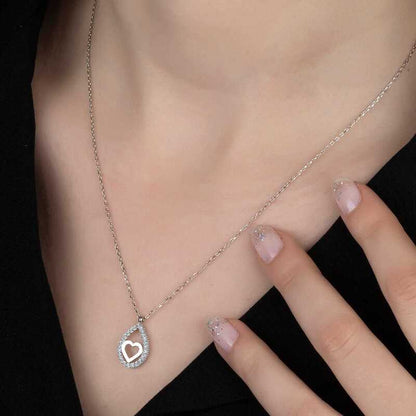 Collar de plata para mujer con forma de corazón y piedra Swarovski