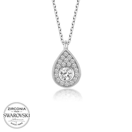 Collier en argent pour femme avec pierre Swarovski et solitaire
