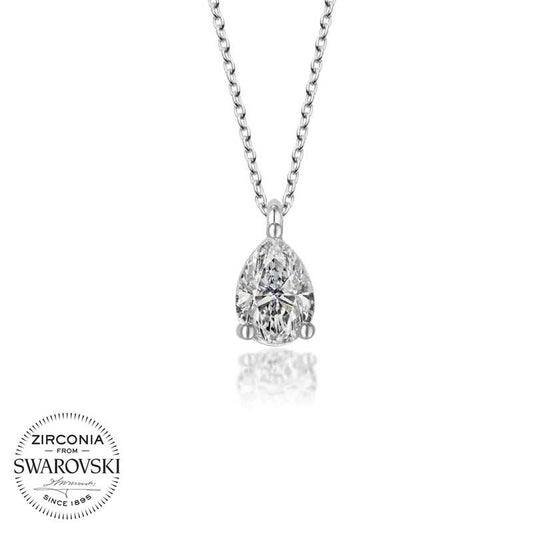 Collier en argent pour femme avec pierre Swarovski et solitaire