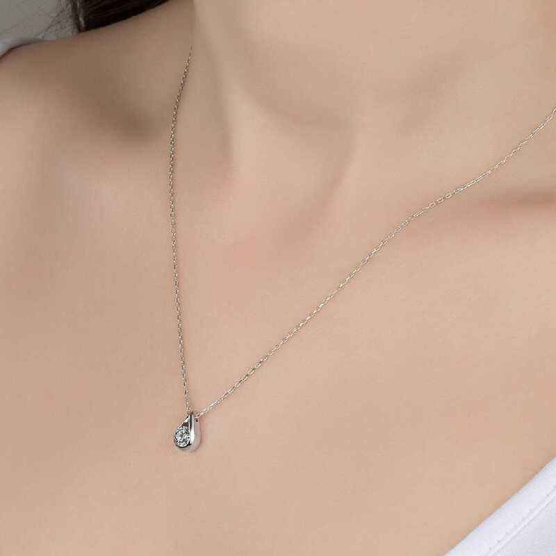 Swarovski Stone Drop Solitaire Women's Silver Necklace