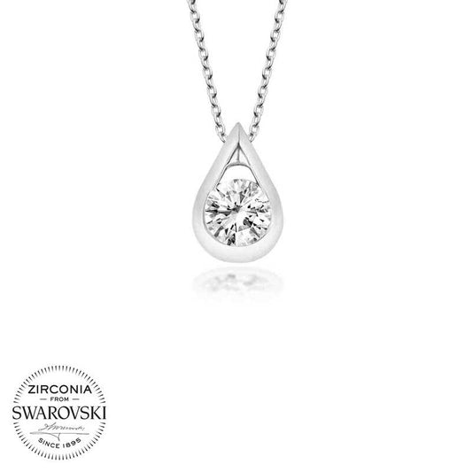 Collier en argent pour femme avec pierre Swarovski et solitaire