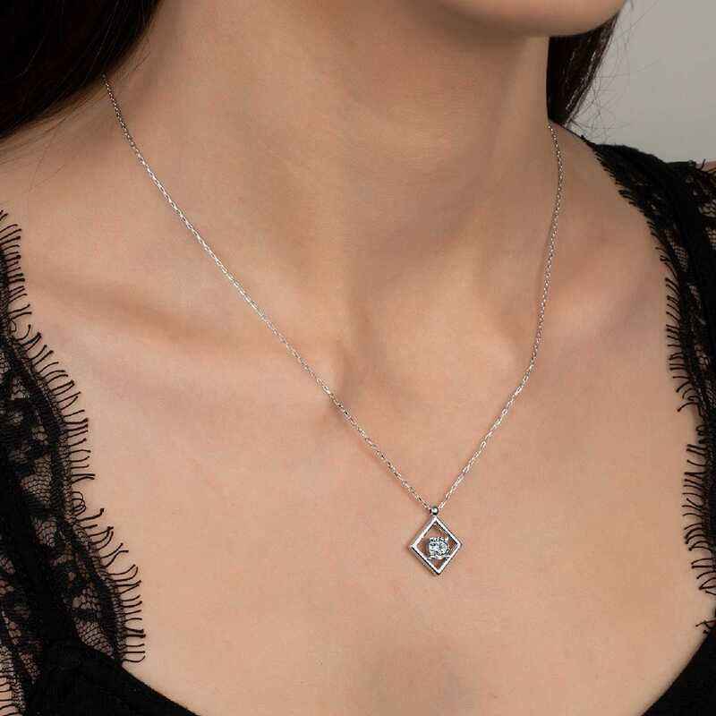 Swarovski Stone Rectangular Women's Silver Necklace