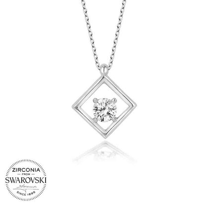 Collier rectangulaire en argent avec pierres Swarovski pour femme