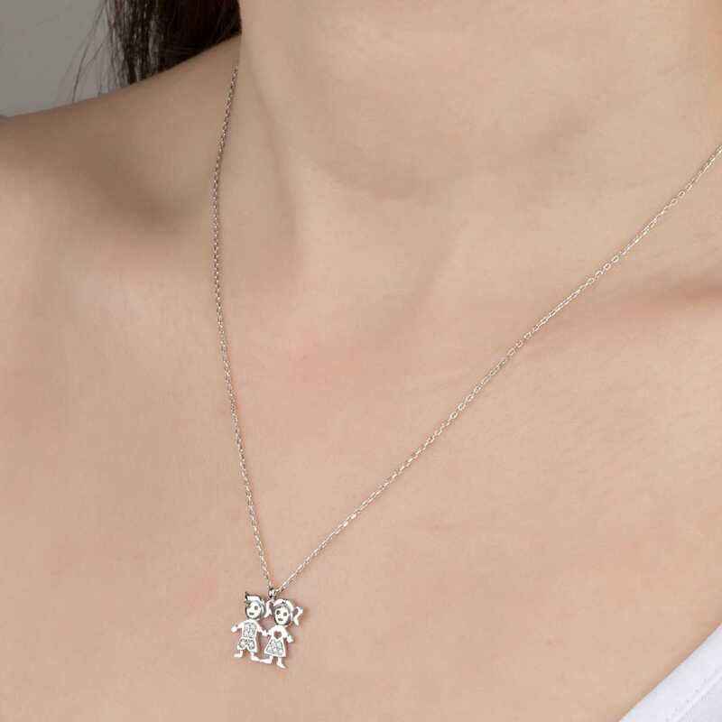 Swarovski Stone Men's Women's Girls' Silver Necklace