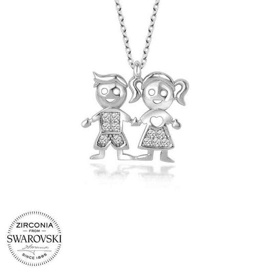 Swarovski Stone Men's Women's Girls' Silver Necklace