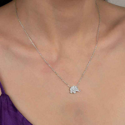 Swarovski Stone Elephant Women's Silver Necklace