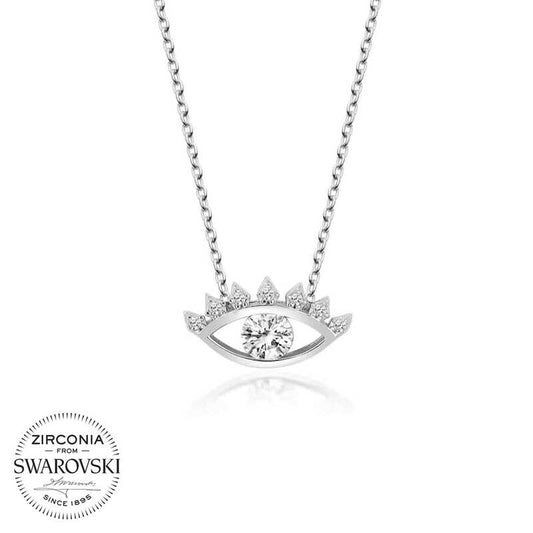 Collier en argent avec pierre Swarovski Eye Solitaire pour femme