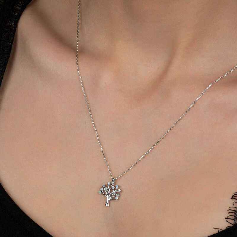 Swarovski Stone Tree of Life Women's Silver Necklace