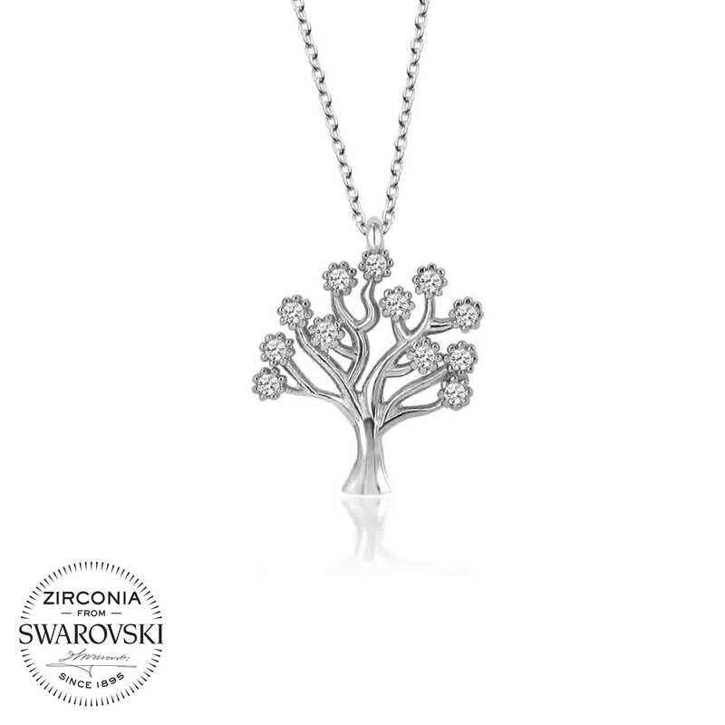 Swarovski Stone Tree of Life Women's Silver Necklace