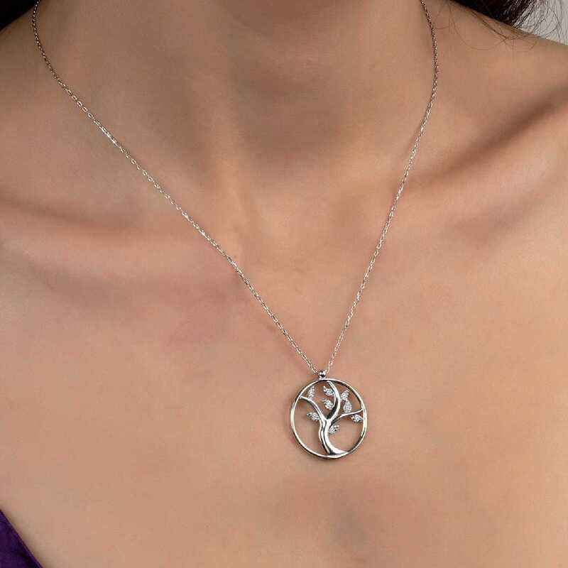 Swarovski Stone Tree of Life Women's Silver Necklace