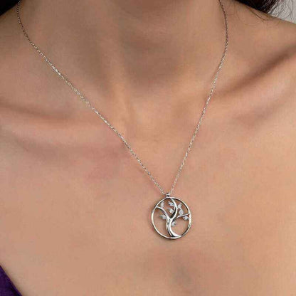 Swarovski Stone Tree of Life Women's Silver Necklace