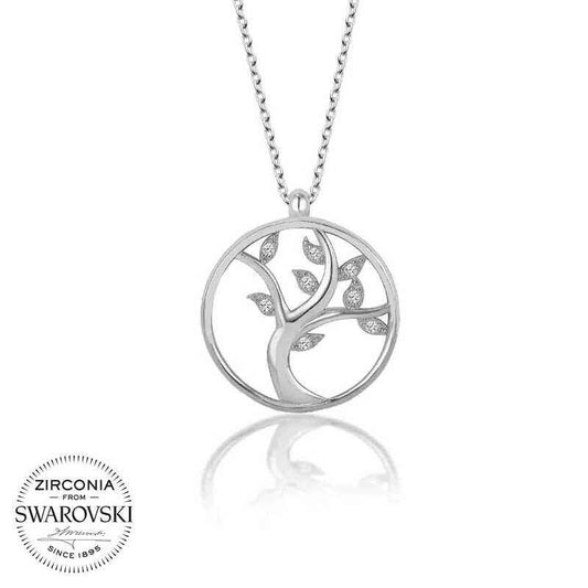 Swarovski Stone Tree of Life Women's Silver Necklace