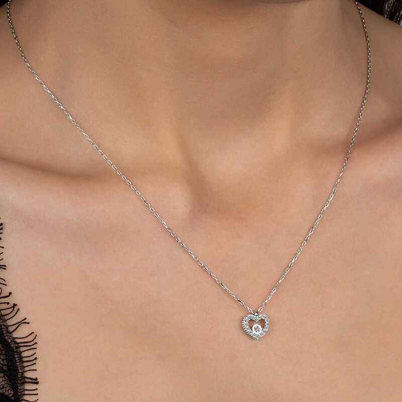 Swarovski Stone Heart Women's Silver Necklace