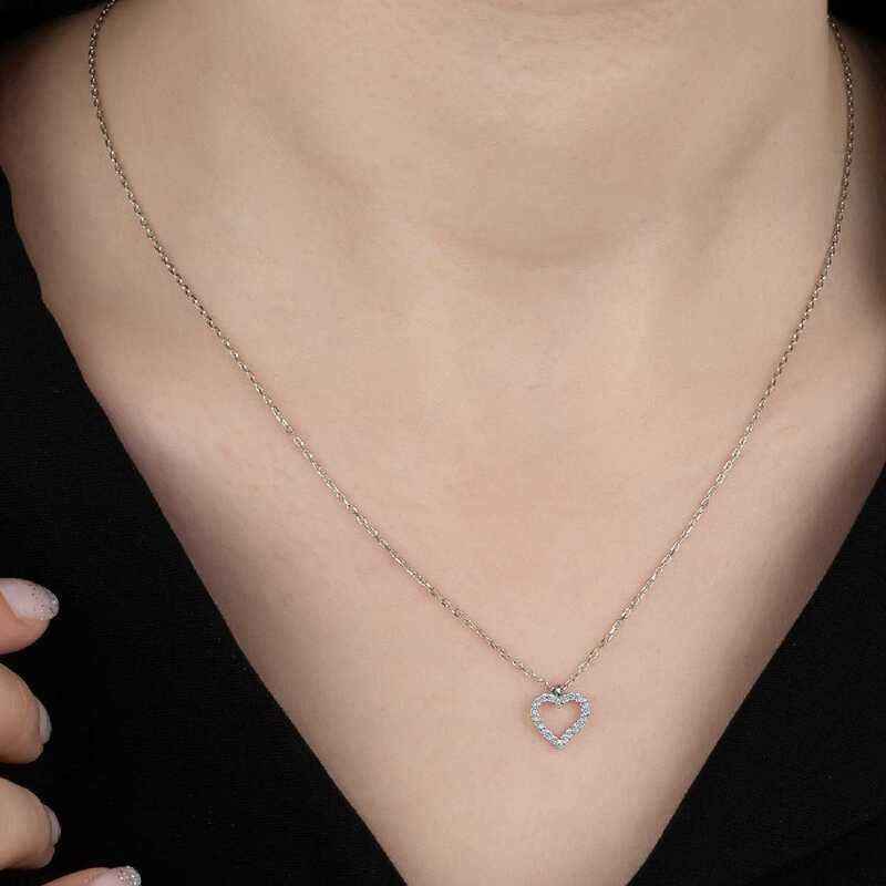 Swarovski Stone Heart Women's Silver Necklace