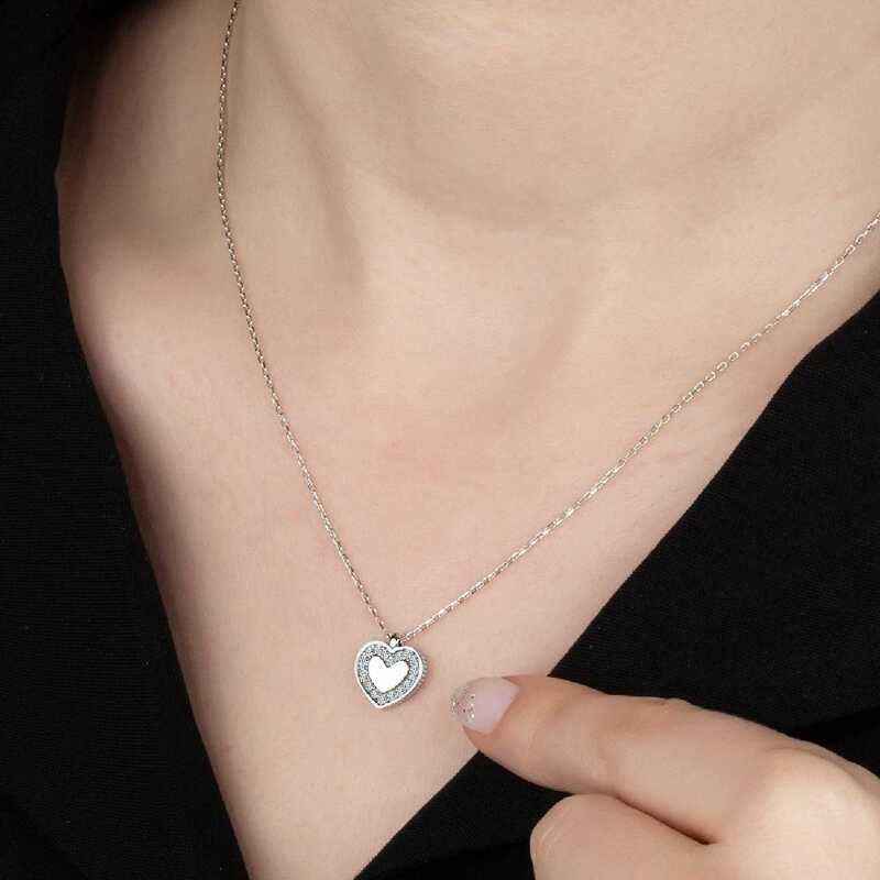 Swarovski Stone Heart Women's Silver Necklace