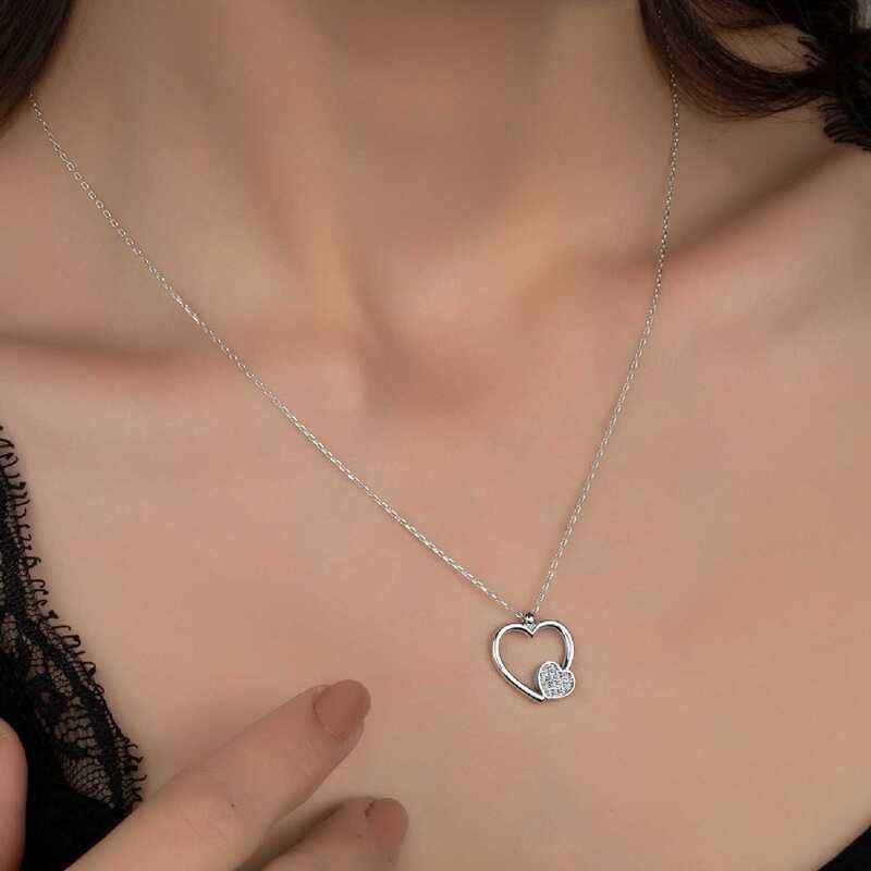 Swarovski Stone Heart Women's Silver Necklace