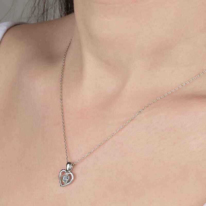 Swarovski Stone Heart Women's Silver Necklace