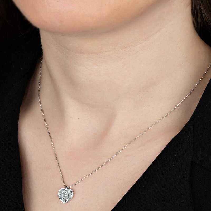Swarovski Stone Heart Women's Silver Necklace