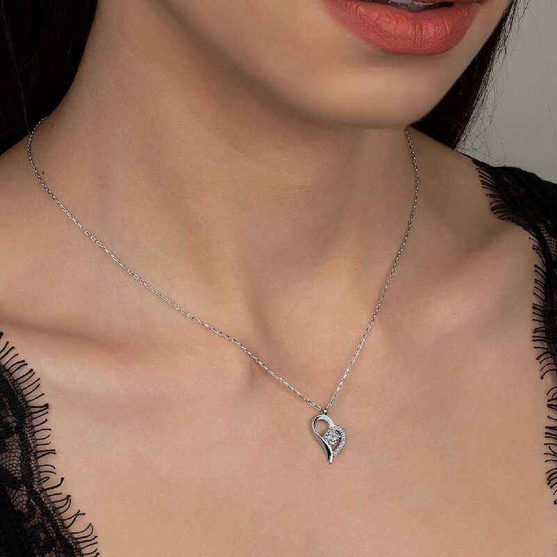 Swarovski Stone Heart Solitaire Women's Silver Necklace
