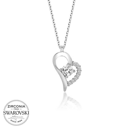 Collier en argent pour femme avec solitaire en forme de cœur Swarovski
