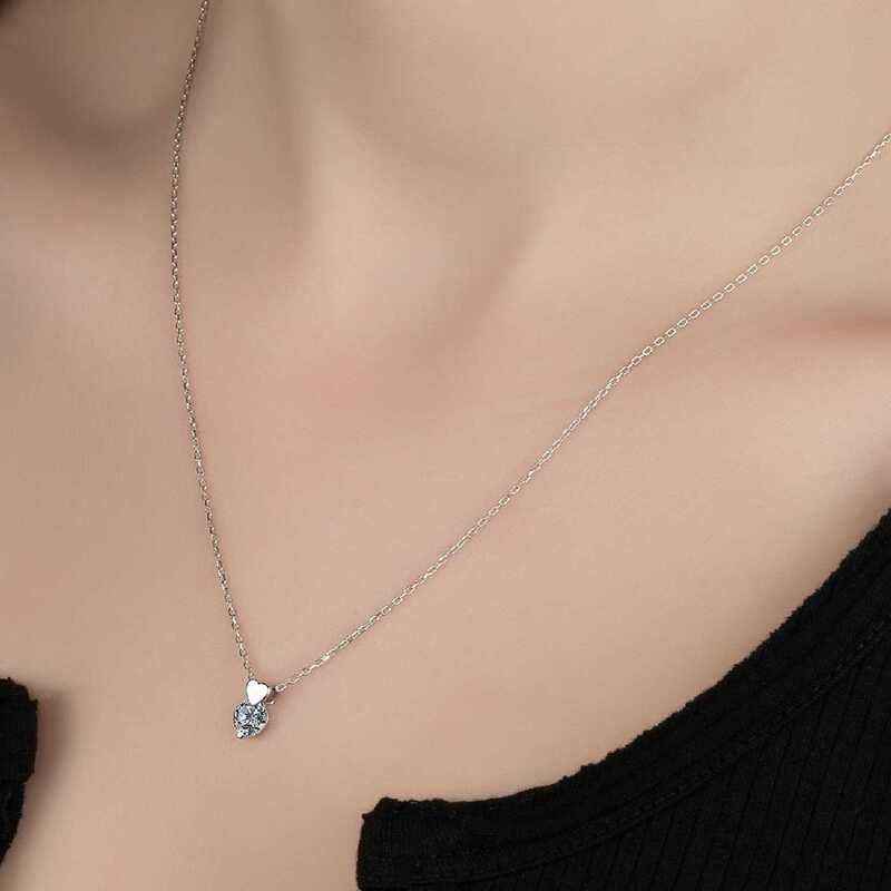 Swarovski Stone Heart Solitaire Women's Silver Necklace