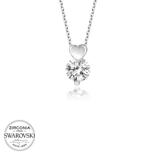 Collier en argent pour femme avec solitaire en forme de cœur Swarovski