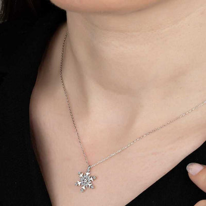 Swarovski Stone Snowflake Women's Silver Necklace