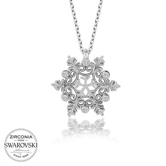 Collier en argent pour femme avec flocon de neige Swarovski