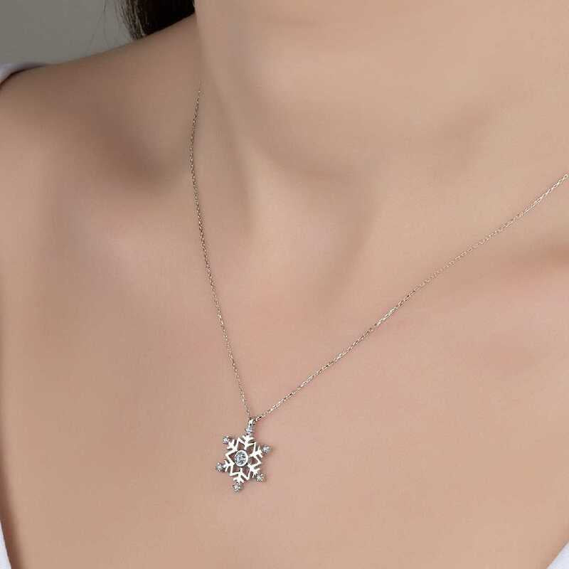 Collier en argent pour femme avec flocon de neige Swarovski