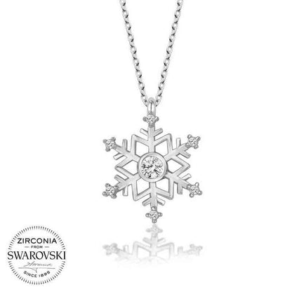 Swarovski Stone Snowflake Women's Silver Necklace