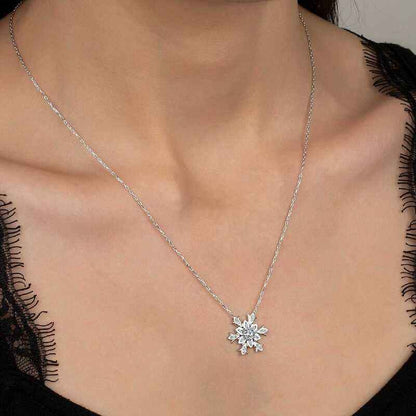 Swarovski Stone Snowflake Women's Silver Necklace